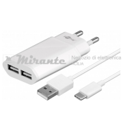 Caricatore con 2 porte USB: 5v - 2.4Amp - incluso cavo USB Type C_miarante_elettronica_acilia