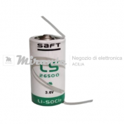 Batteria al Litio: C mezza torcia, 3.6v, 7.7 ah - Saft LS26500, terminali a saldare_mirante_elettronica_acilia
